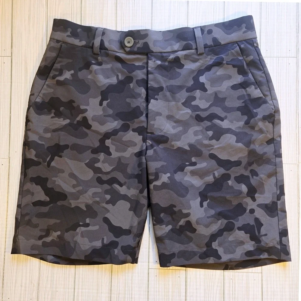 G/FORE Mens Charcoal Camo Golf Shorts G4MC0P04B Size 30 Grey Camouflage - Picture 1 of 7